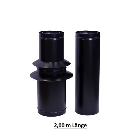 Rauchrohr Set Schwarz 2,00 m